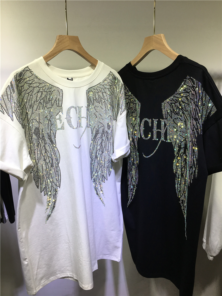 L-4XL Oversize Rhinestone Ange - Streetwear Brand Tees review and price